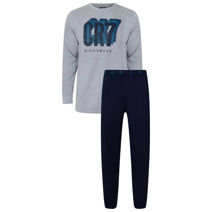 CR7 Underwear - Wholesale Sleepwear Set - Men's - CR7 Long Men's Pajamas (Gray/Blue) with gift box - 100% Cotton4