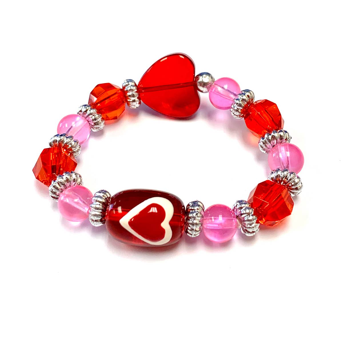 Fiona Accessories – Engroshandel Perlearmbånd – Børn – Hjerte Børn Armbånd Håndmalet Beaded Red Heart0