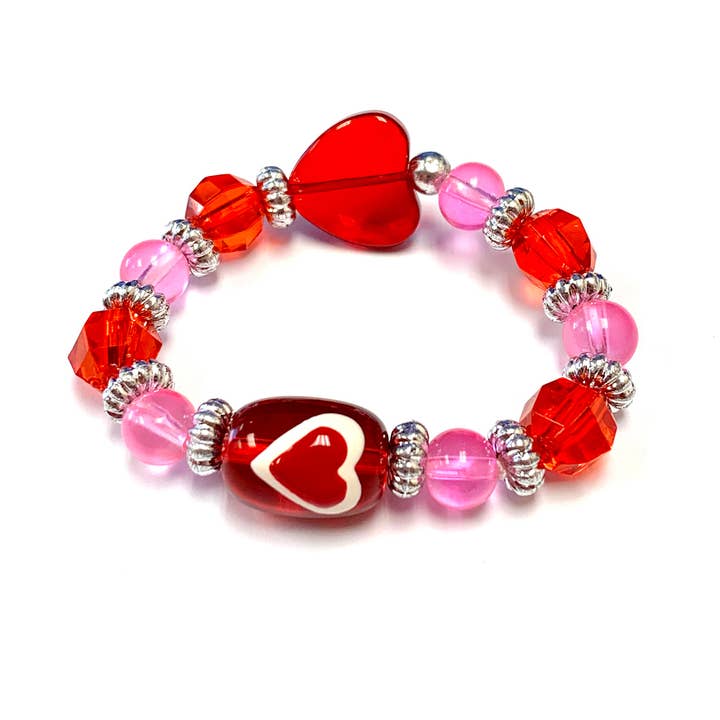 Fiona Accessories – Engroshandel Perlearmbånd – Børn – Hjerte Børn Armbånd Håndmalet Beaded Red Heart