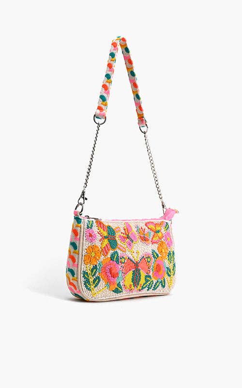 America & Beyond – Großhandel Schultertasche – Damen – Schultertasche Rainbow Wings mit Blumenmuster2