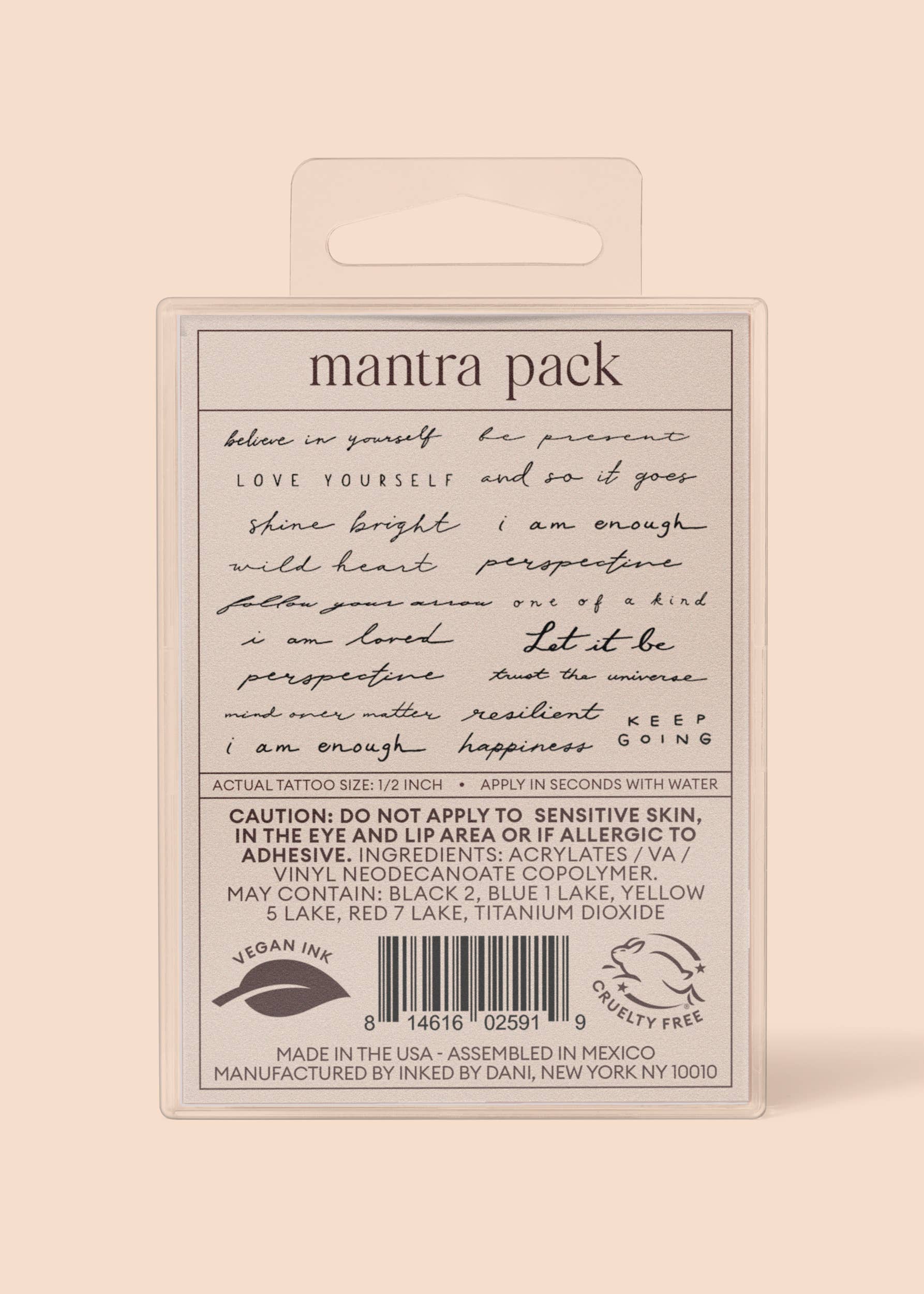 INKED by Dani – wholesale Tillfällig tatuering – Mantra tillfällig tatuering Pack10