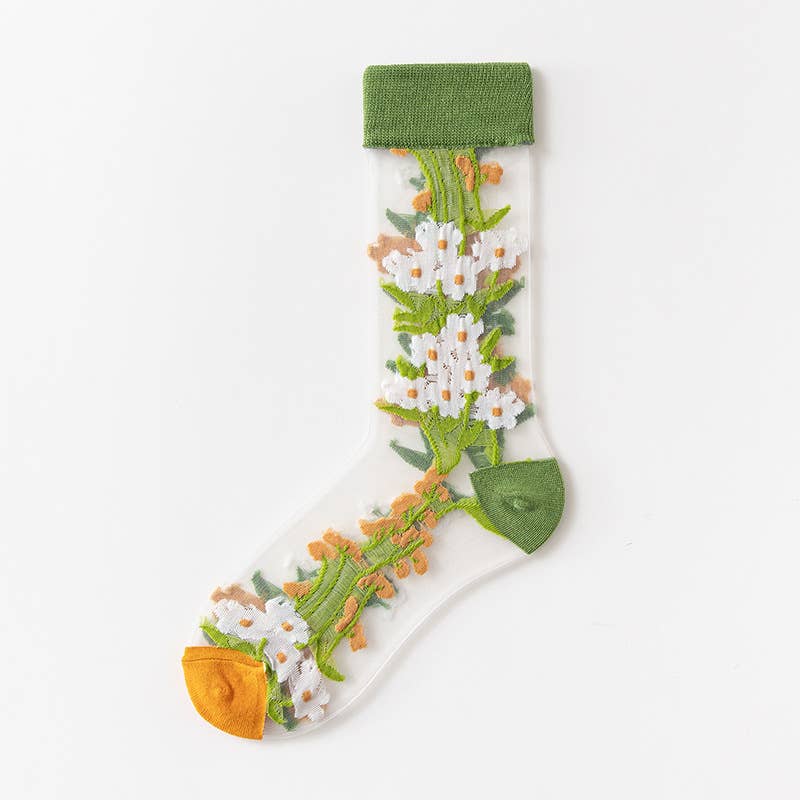 Tourtiwi - Wholesale Socks - Women's - Fruit Flower Animal Pattern Transparent Thin Summer Socks32