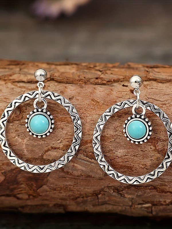 Orecchini a Cerchio Turchese AE18633 per la vendita all'ingrosso da parte di Ole