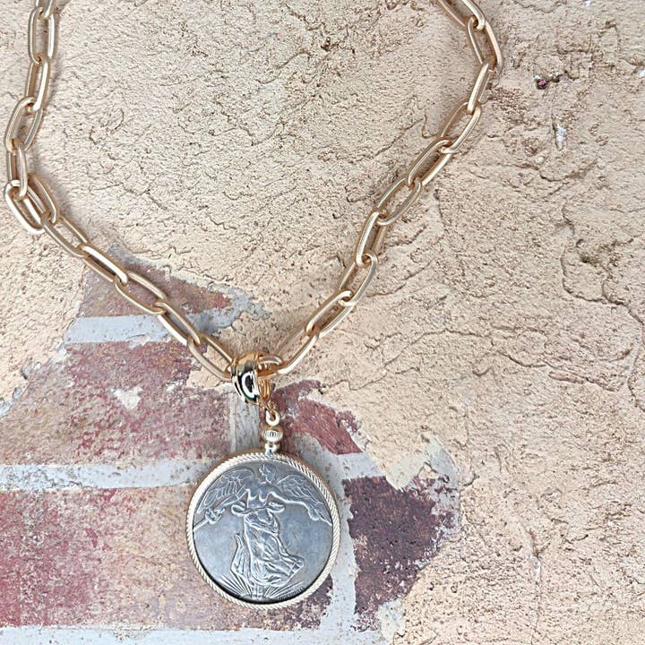Beauty In Stone Jewelry - Wholesale Pendant/charm necklace - French Coin Pendant Necklace on Gold Chain2