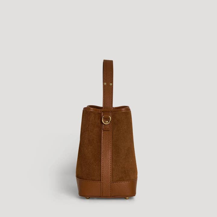 Prestige Milano - Wholesale Top handle bag – women's - Kendy Bag in Tan Suede and Dollar Leather2