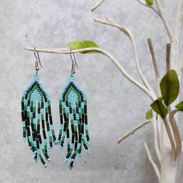 Pichincha - Vente Boucles d'oreilles à pampille - Boucles d'oreilles pendantes longues à franges en forme de petites graines3