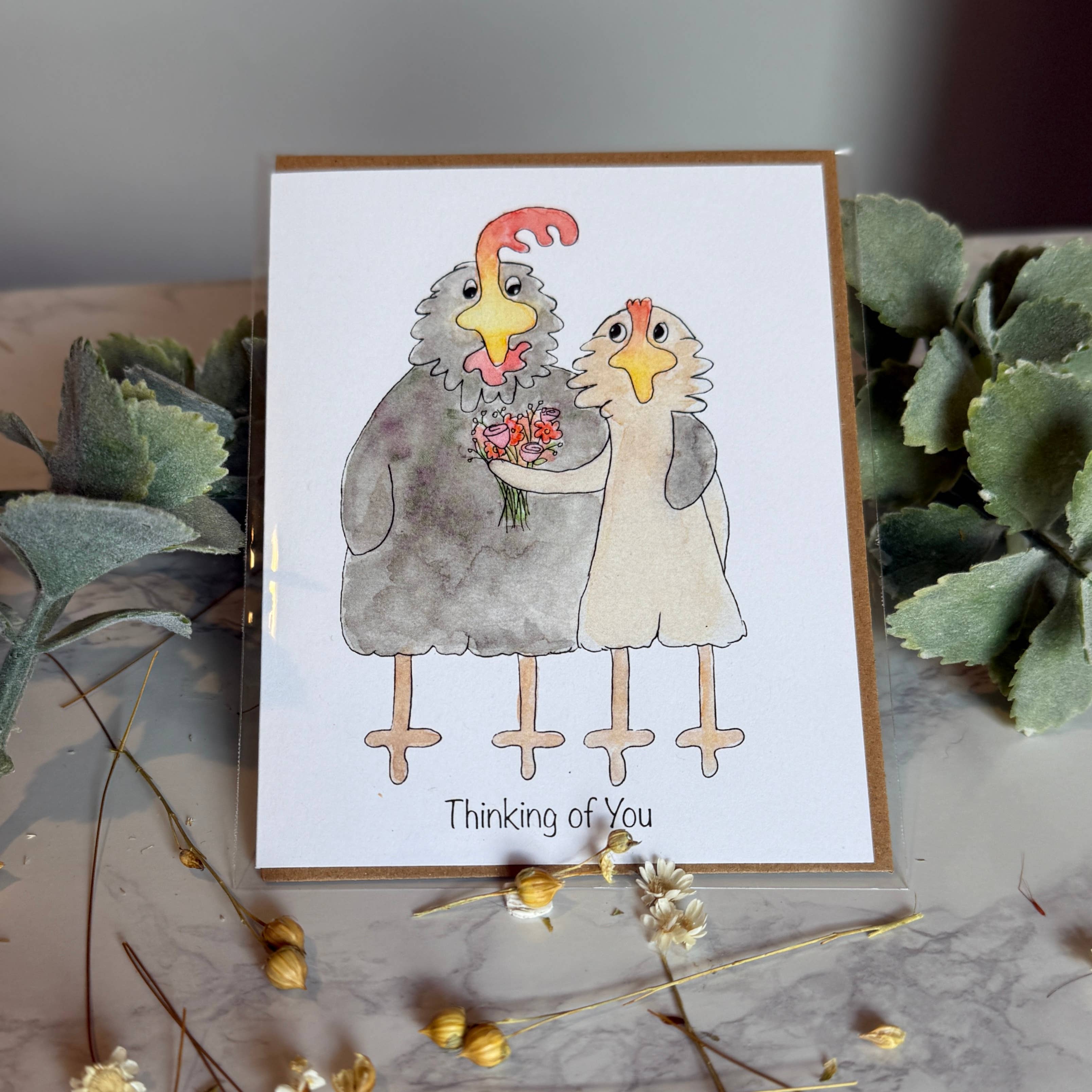 Quirks of Art co. - Wholesale Everyday Greeting Card - Watercolor Chicken Greeting Cards7