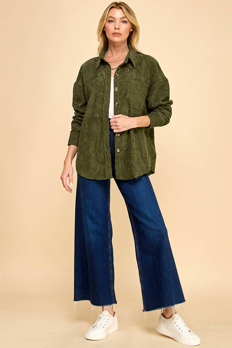 Cezele - Venta al por mayor Camisa con botones - Mujer - Camisa de pana abotonada de gran tamaño22