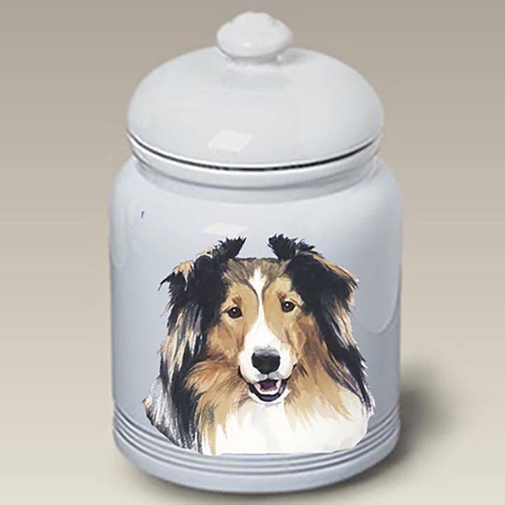 Best of Breed Products – wholesale Pet treat jar – Dog – Sheltie Sable - Stoneware Ceramic Treat Jars