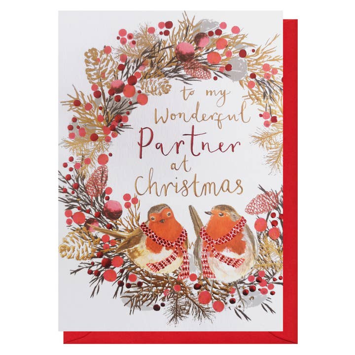 Partner Christmas Robin Card | Holiday Card | Seasonal Cards for wholesale by Louise Tiler