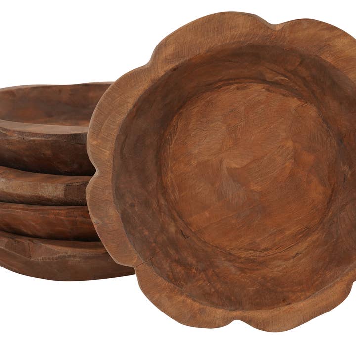 Lille udskåret blomsterdejskål-lys-10-12 tommer-vokset-kr. 14 for engroshandel hos My Amigos Imports