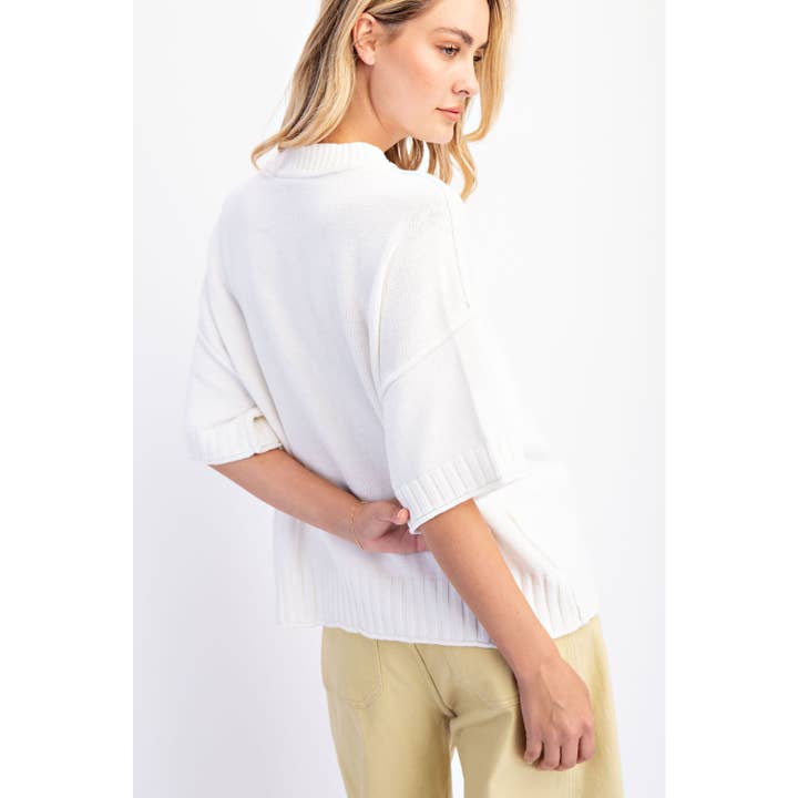 COTIERRA - Wholesale Knit Sweater - Women's - OVERSIZED CREWNECK SHORT SLEEVE SWEATER11