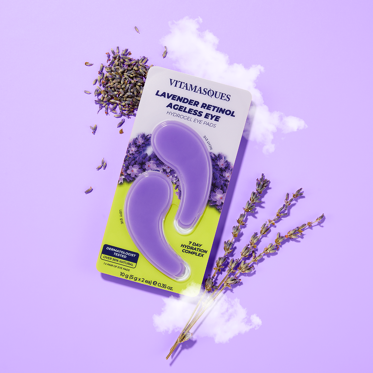 Vitamasques US - Vente Masques de traitement yeux - COUSSINETS POUR LES YEUX EN HYDROGEL ANTI-ÂGE À LA LAVANDE ET AU RÉTINOL3