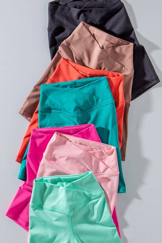 Urban Daizy - Wholesale Athletic Shorts - Women's - Cross Front High-Waisted Bike Shorts13