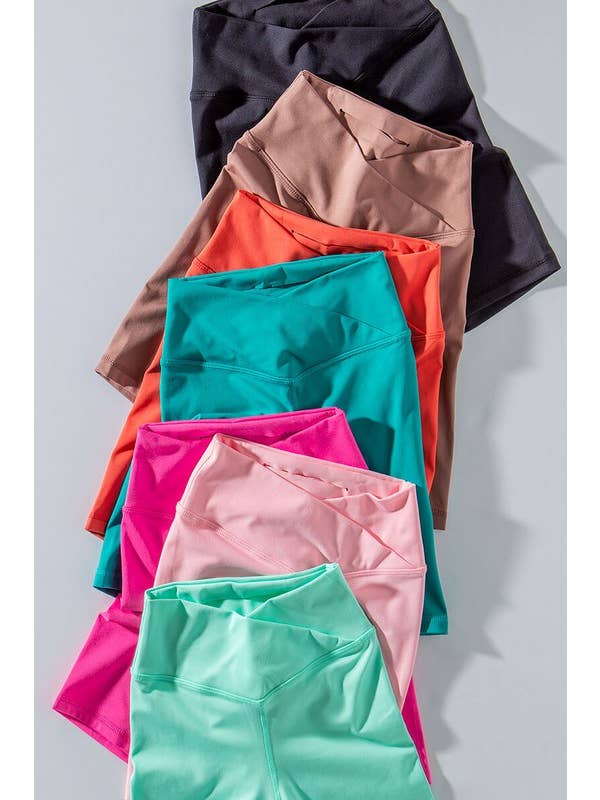 Urban Daizy - Wholesale Athletic Shorts - Women's - Cross Front High-Waisted Bike Shorts13