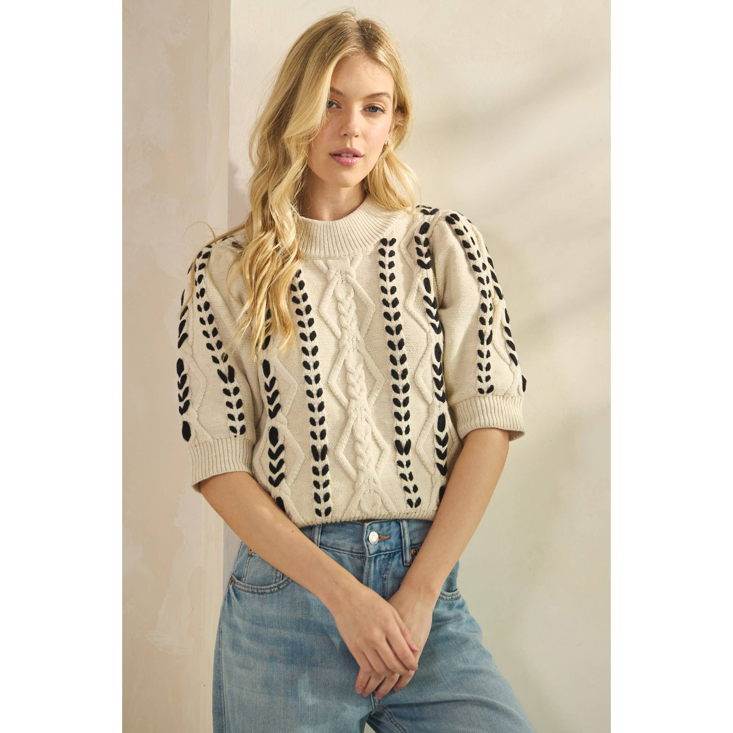 FLØDE Harper Strikket Sweater med Struktur for engroshandel på Faire2