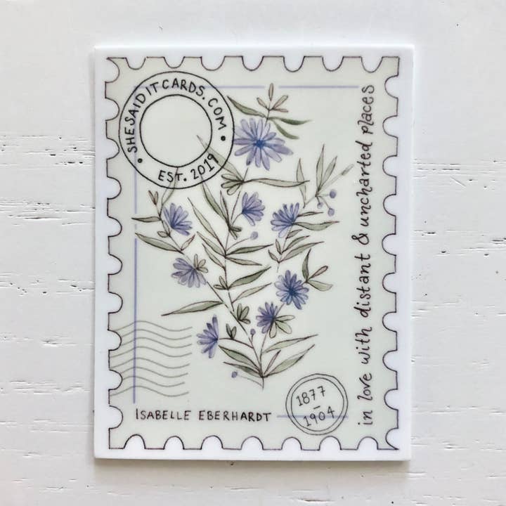 Isabelle Eberhardt Travel Sticker for wholesale by She Said It.