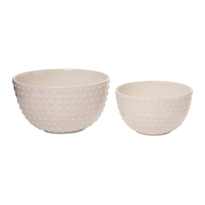 VIP Home & Garden - Wholesale Mixing Bowl - VIP Dolomite 11 in. Dotted Hobnail Mixing Bowls Set 2