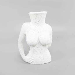 Textured White Female Torso Ceramic Vase for wholesale by Flora Bunda Inc