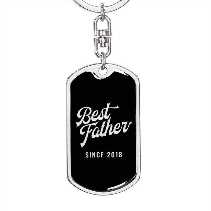 Best Father Since 2018 v3 - Luxury Dog Tag Keychain for wholesale by Unique Gifts Store