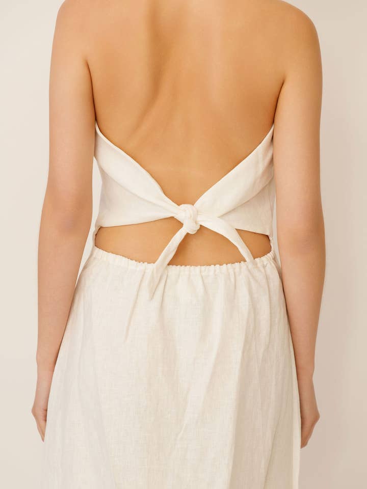 WUESTE - Wholesale Dress - Women's - Isabelle Bandeau Linen Maxi Dress4