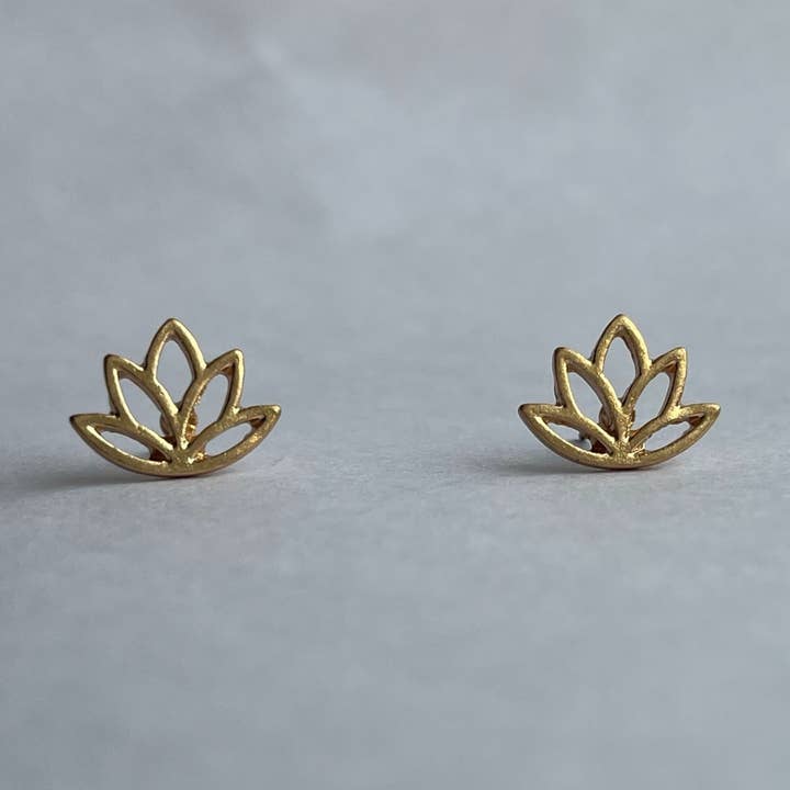Lotus Flower Gold Stud Bud Stud Earrings for wholesale on Faire0