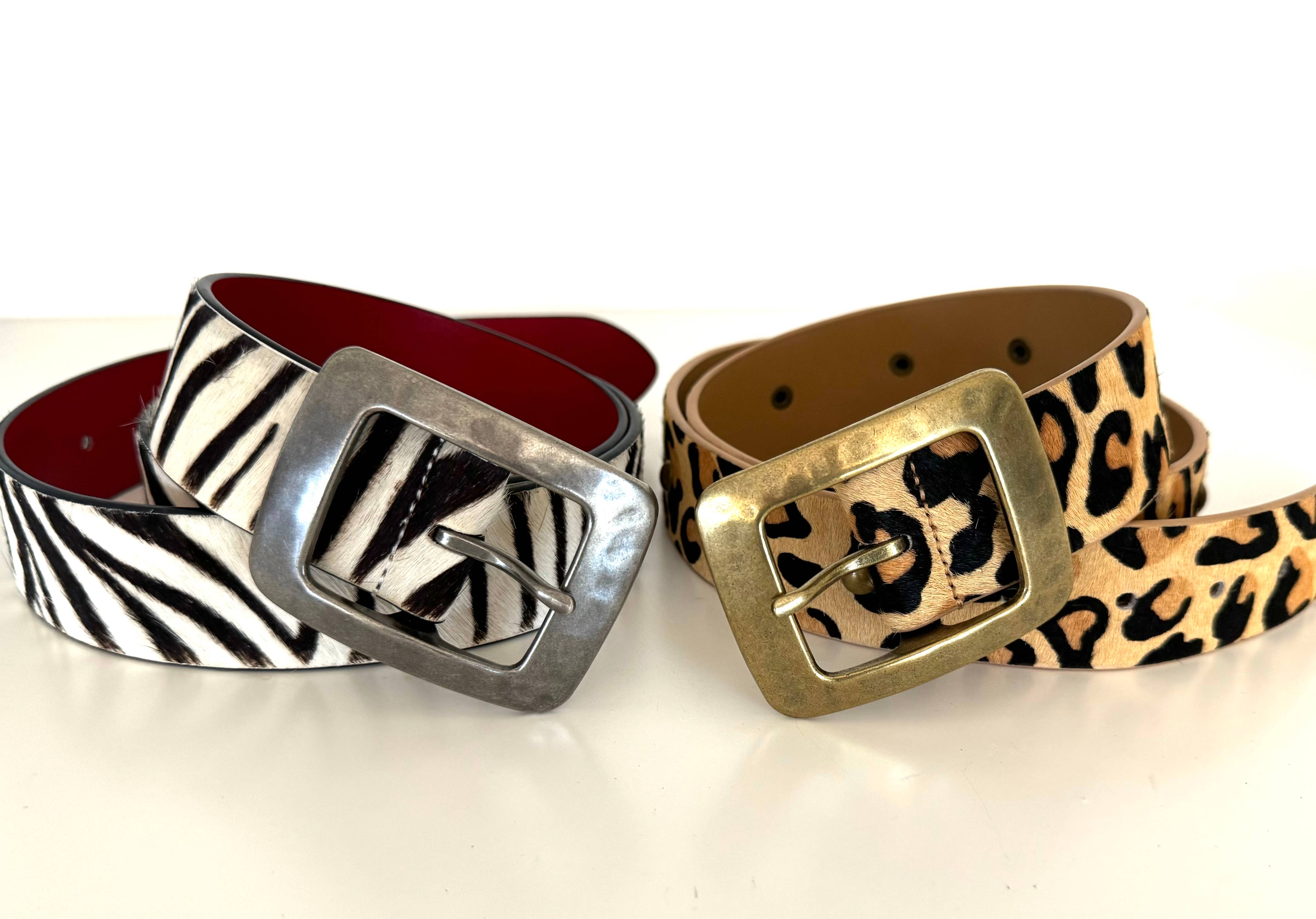 Ginger Blue - Wholesale Belt - Women's - Leopard Print Hair on Hide Leather1