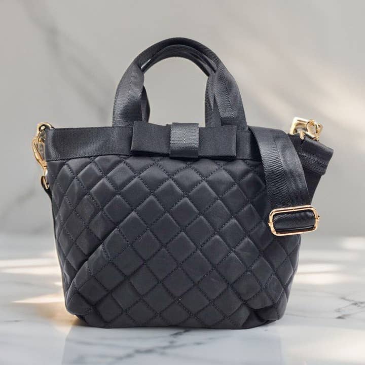 Nylon-Steppmittelgroße Umhängetasche mit Schleifendetail für den Großhandel von Hatzzi