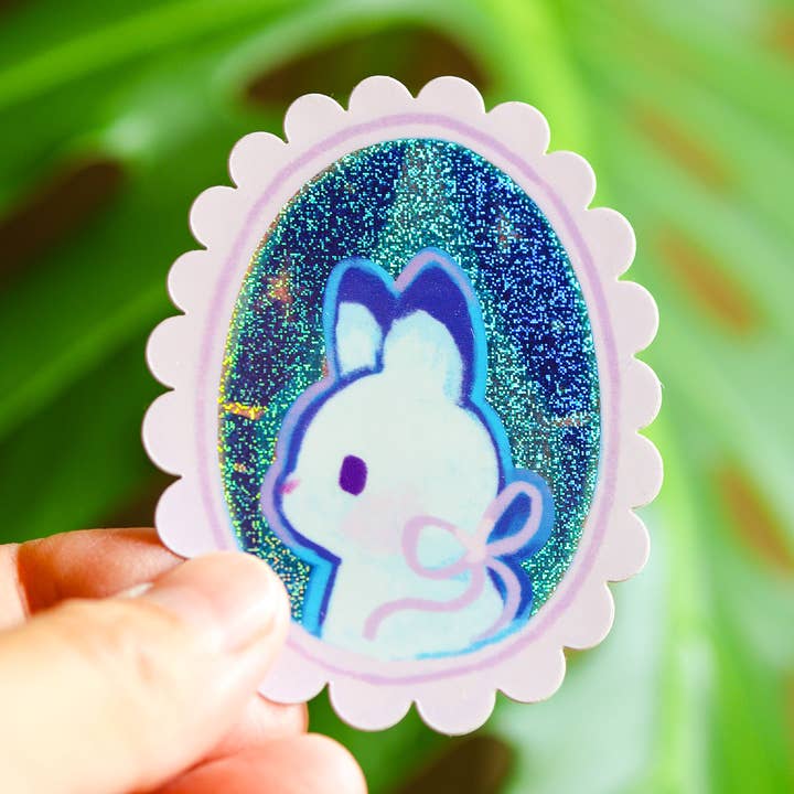 Adesivo in vinile (olografico) Ritratto di un coniglio per la vendita all'ingrosso da parte di Thousand Skies