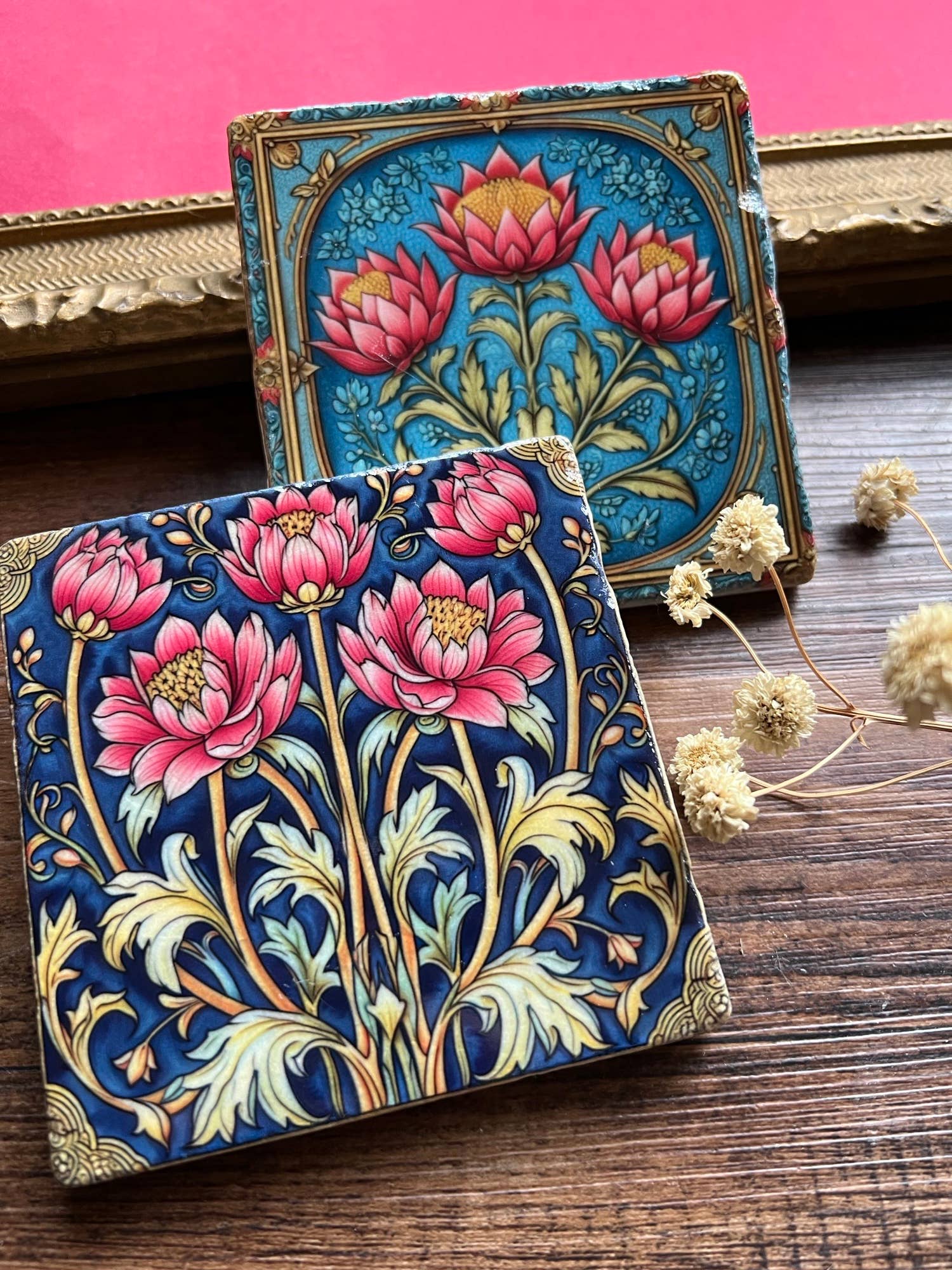 The Painted Lily - Wholesale Coasters - William Morris inspired stone coasters - case of 42