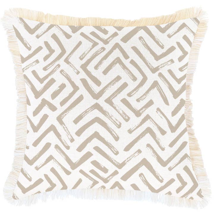 Pudebetræk-Coastal frynse-Tribal-Beige-45cm x 45cm for engroshandel hos Escape To Paradise