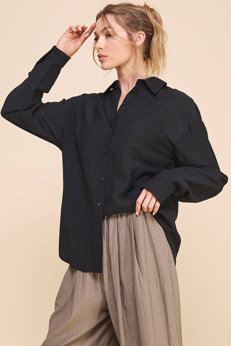 Allie Rose - Wholesale Button Down Shirt - Women's - Easy Textured Button Front Shirt1