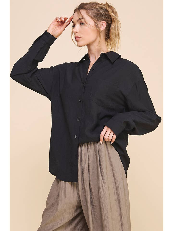Allie Rose - Wholesale Button Down Shirt - Women's - Easy Textured Button Front Shirt1