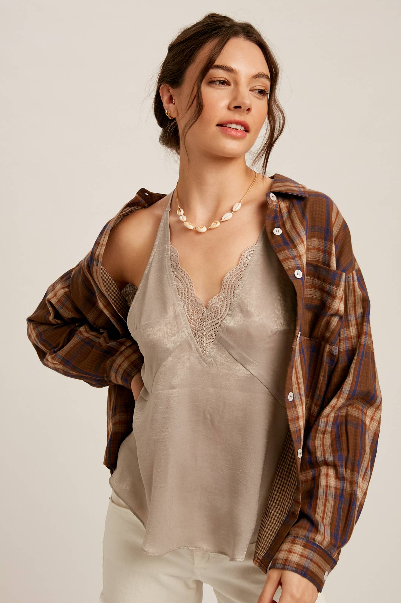 zilveren Satijnen Camisole met Kant LCM0026 voor groothandel op Faire2