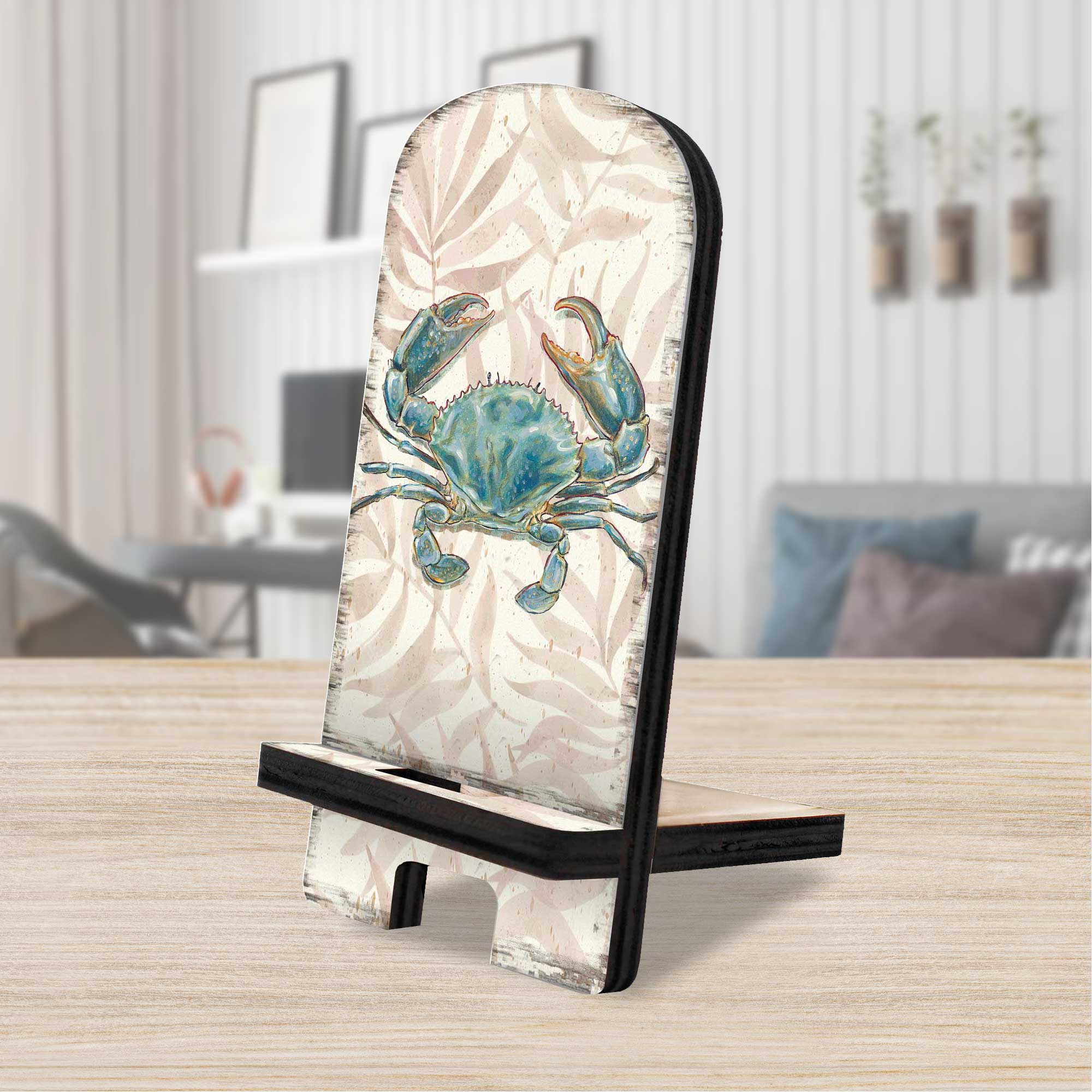 Designocracy - Wholesale Phone/Tablet Stand - Vintage Crab Coastal Phone Stand | Wood Charging Station0