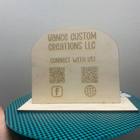 Vance Custom Creations - Wholesale Desk/Tabletop Sign - Wooden Connect With Us/Scan To Pay Sign0