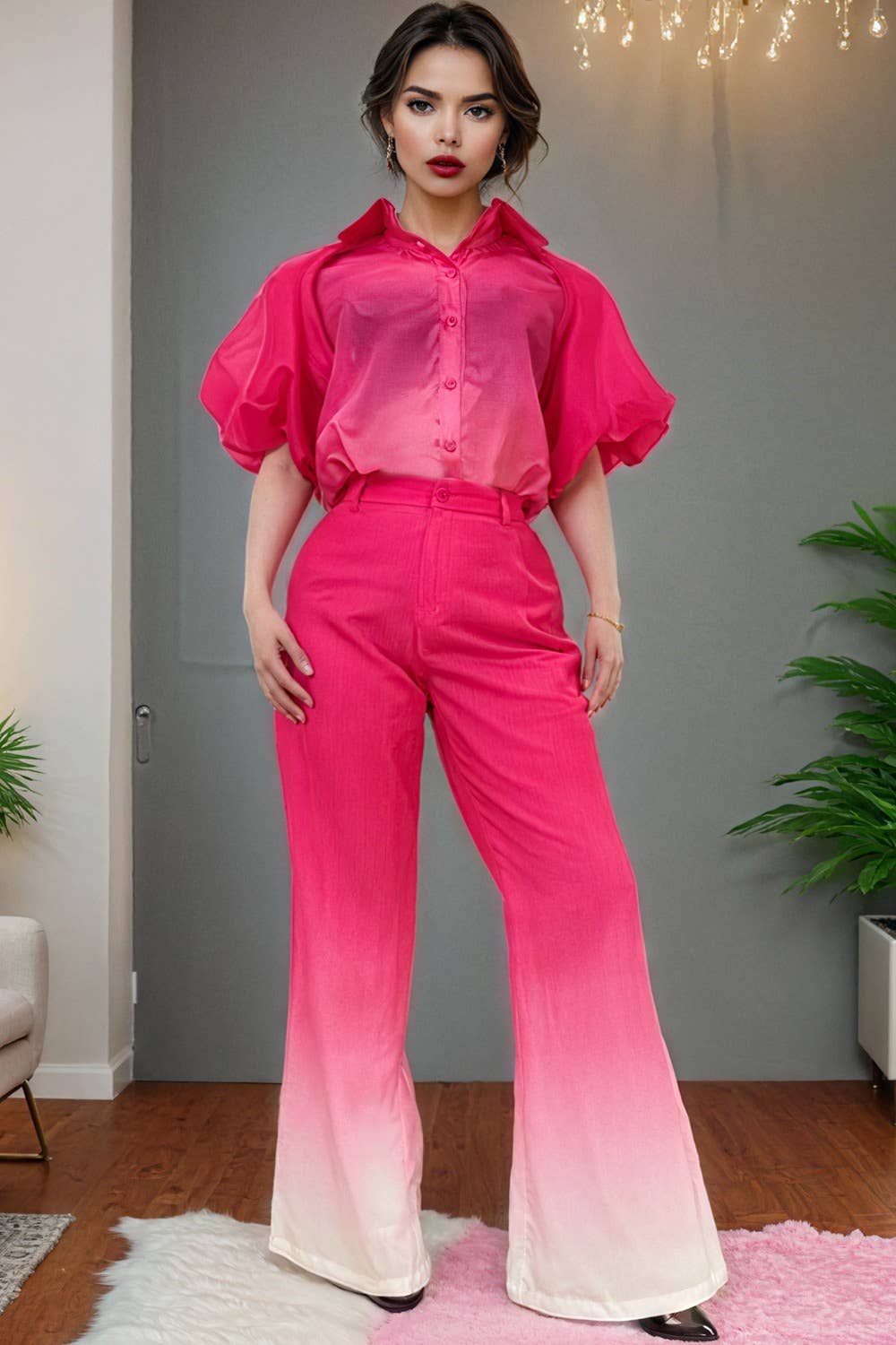 ROSE ENSEMBLE PANTALON / HAUT OMBRE A95001 en vente sur Faire1