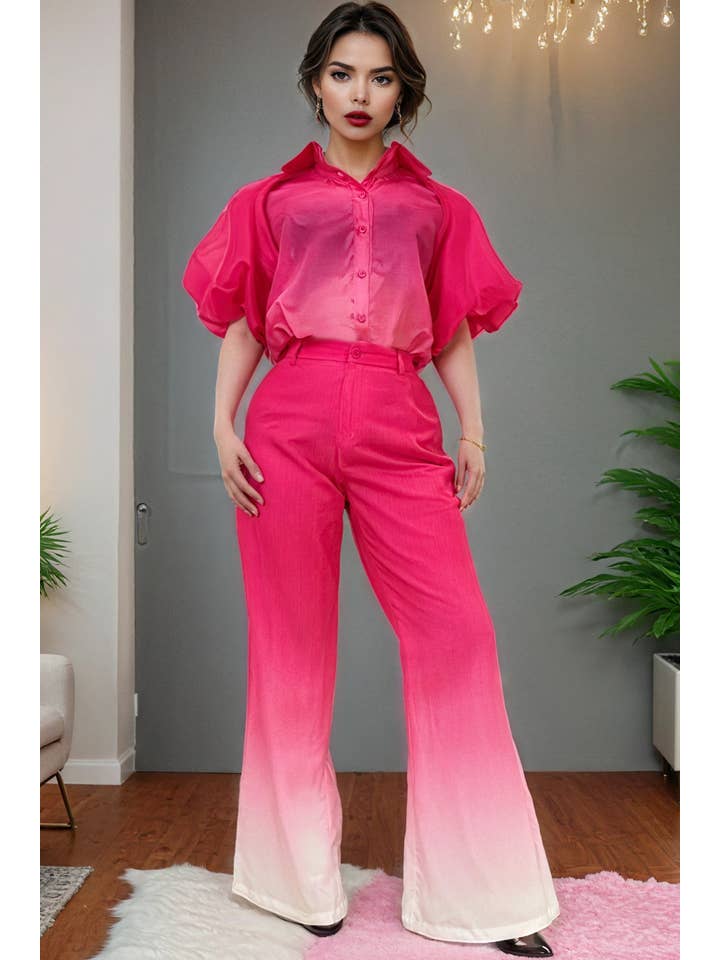 PINK A95001 OMBRE PANT / TOP SET for wholesale on Faire1