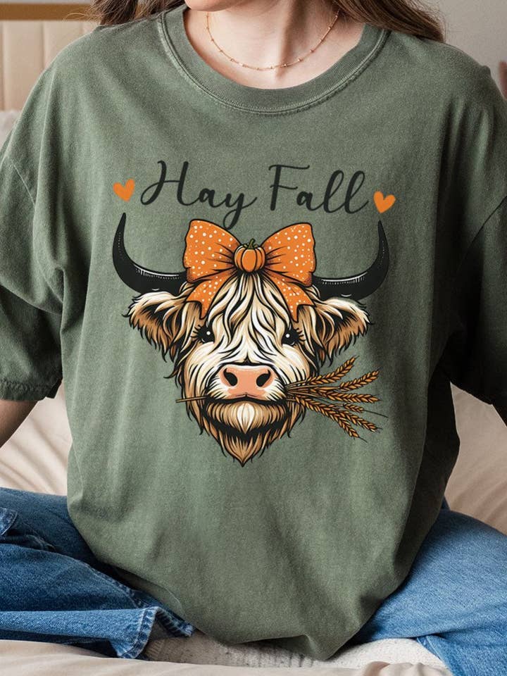Hay Fall Cow Comfort Colors Adult Ring-Spun Cotton Tee for wholesale by Wholesale Accessory Market