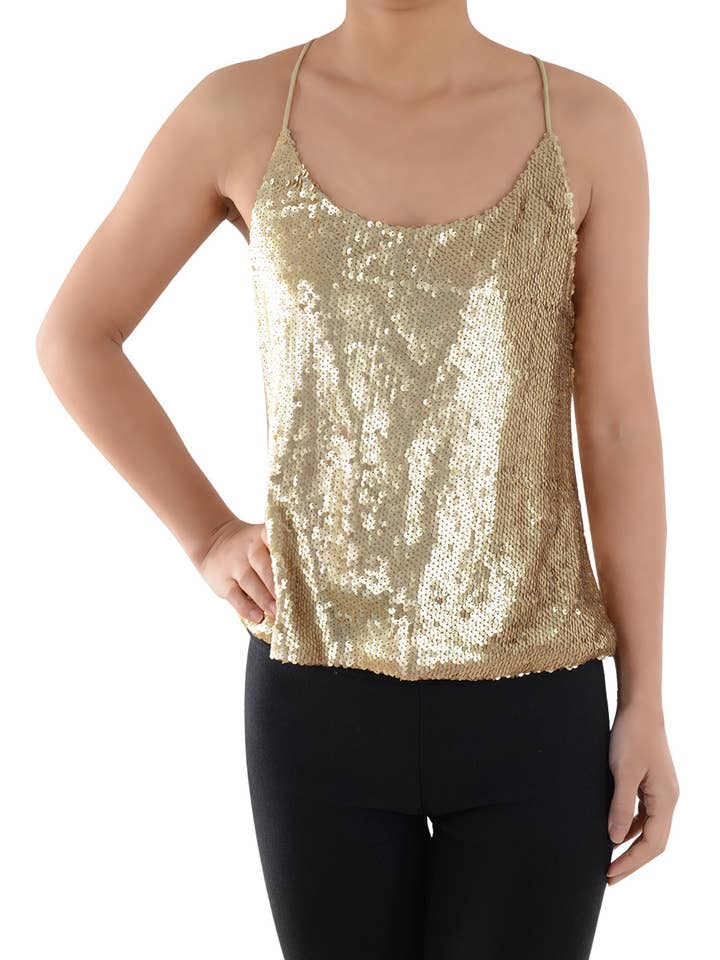 Anna Kaci Wholesale - Wholesale Tank Top - Women's - Shimmering Spaghetti Strap Tank