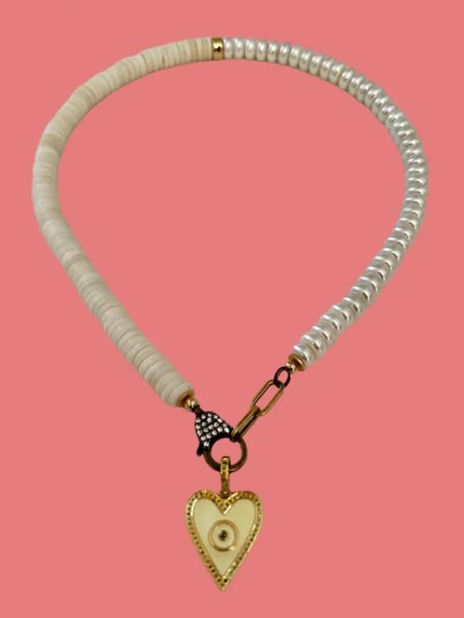 Pavé diamant hjärta pärlhalsband för wholesale av Queenbitter