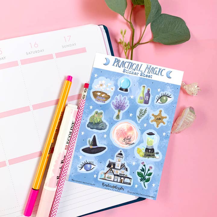 Besitos & Giggles Creations - Wholesale Sticker - Practical Magic sticker sheet Witch stickers1
