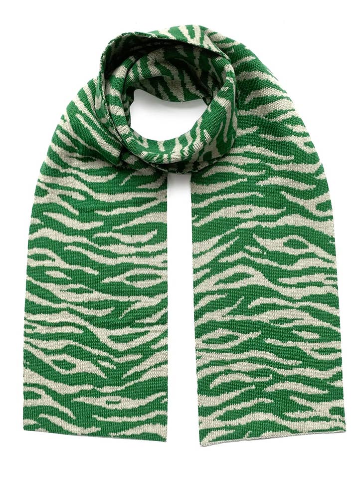 Tiger Wool & Cashmere Scarf Green for wholesale by INGMARSON