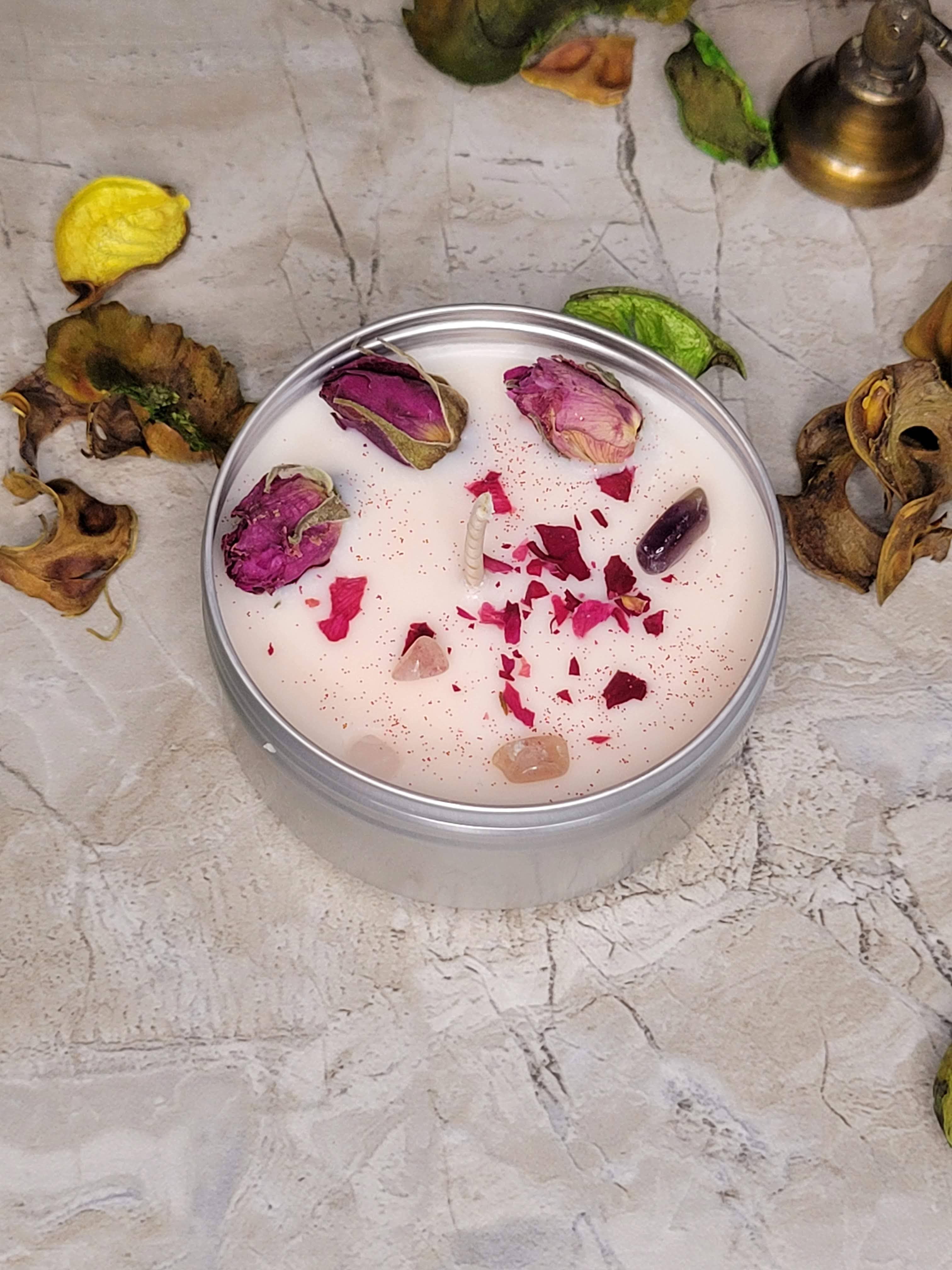 My Magic Place Shop - Vente Bougies de voyage - Bougies en cristal, fleurs d'aromathérapie en cristaux,2