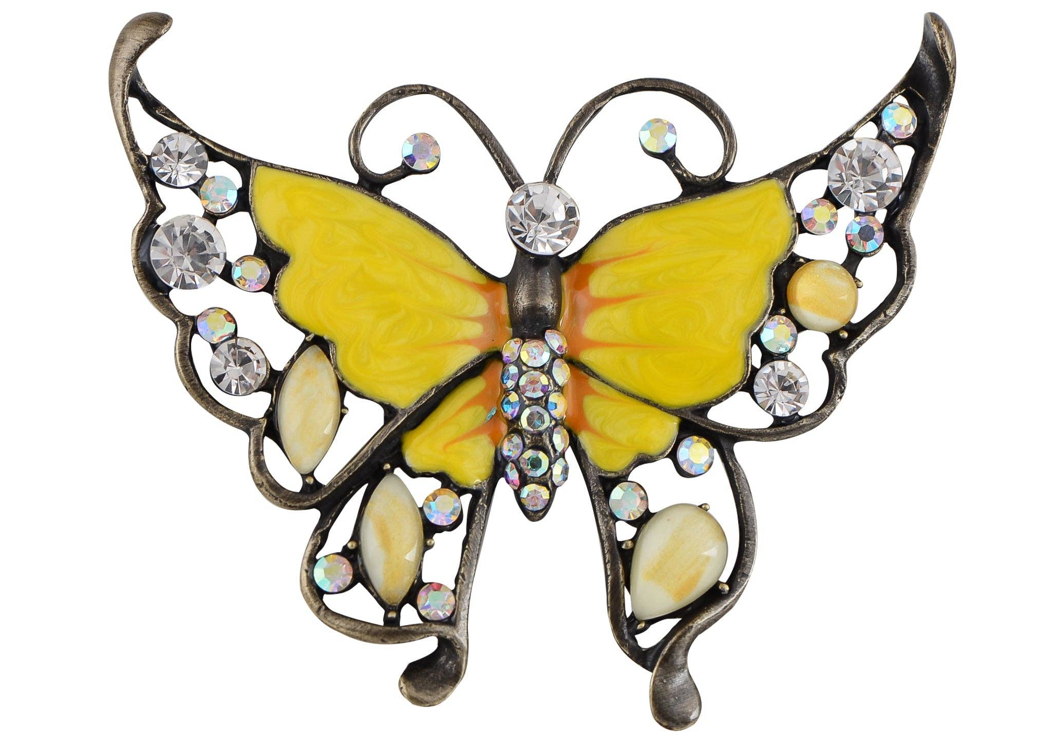 AK Brand - Wholesale Brooch - Antique Green Enamel Opal Butterfly Insect Brooch Pin13