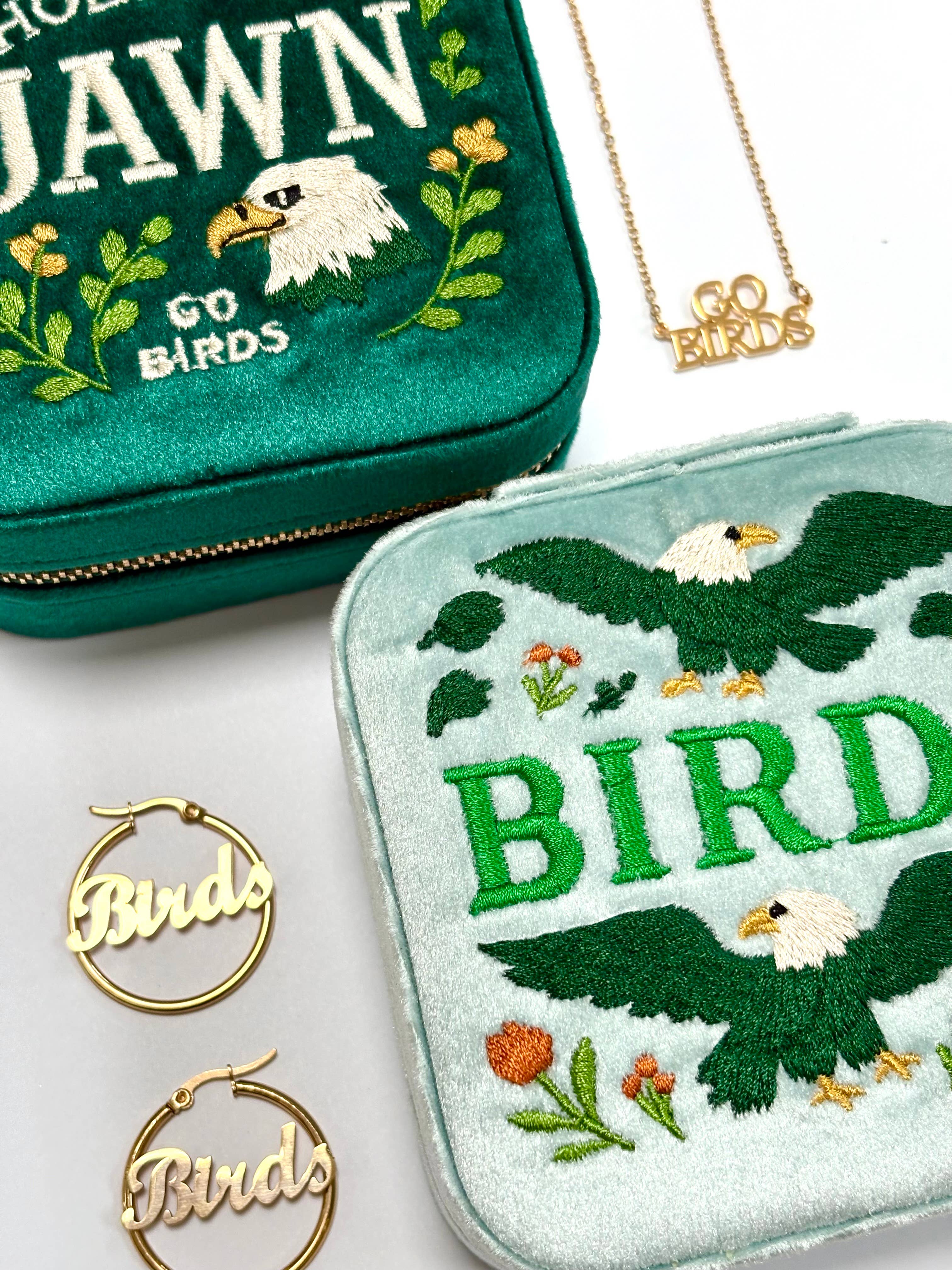 GeoMetricGem - Vendita all'ingrosso Portagioie/organizer per gioielli - Scatola Portagioie in Velluto per Viaggio Uccelli Philadelphia Eagles3