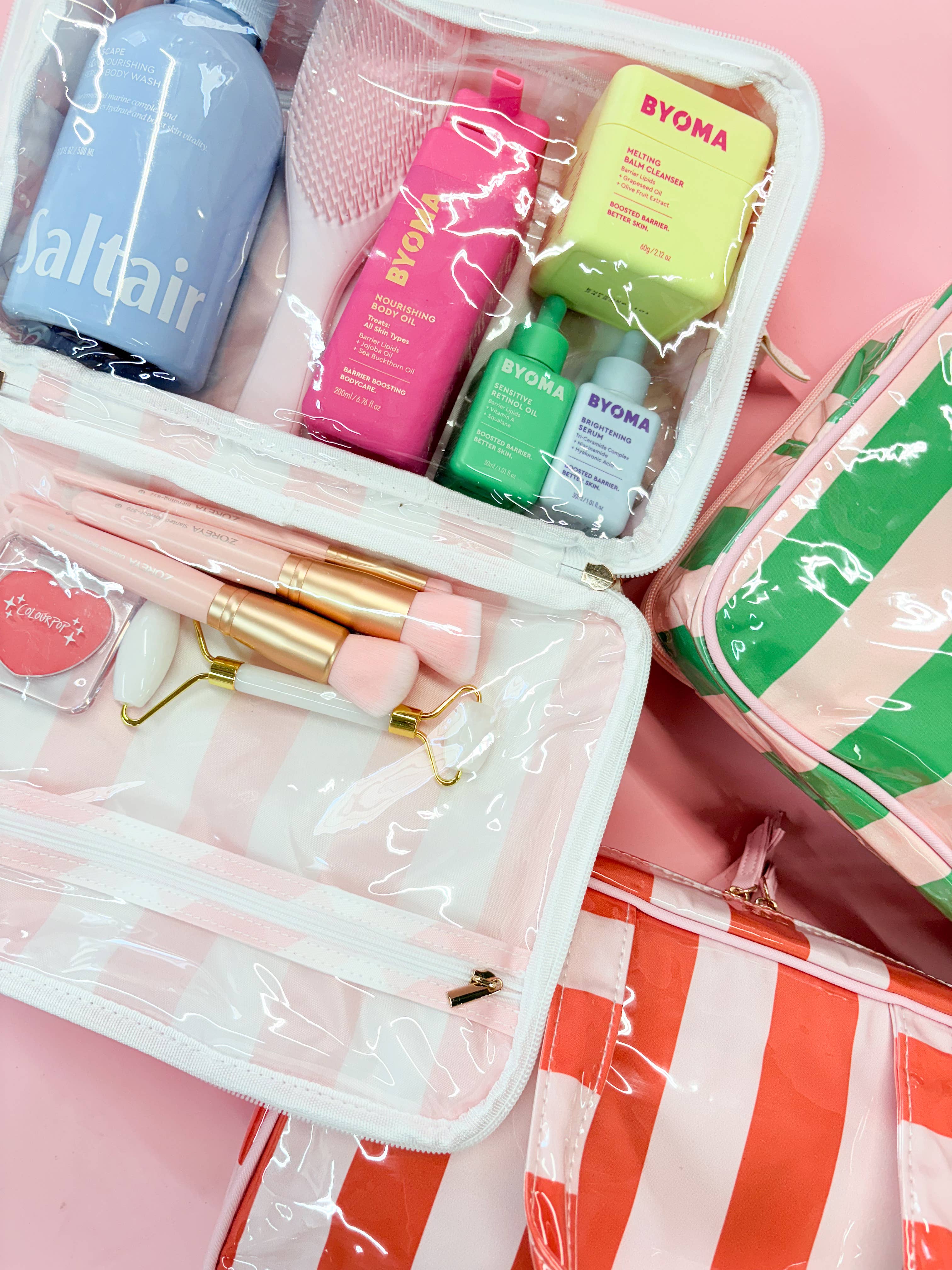 Pip & Co. - Wholesale Makeup/Cosmetic Bag - Gloss & Go - Colorful Stripe Wipeable Travel Cosmetic Case2