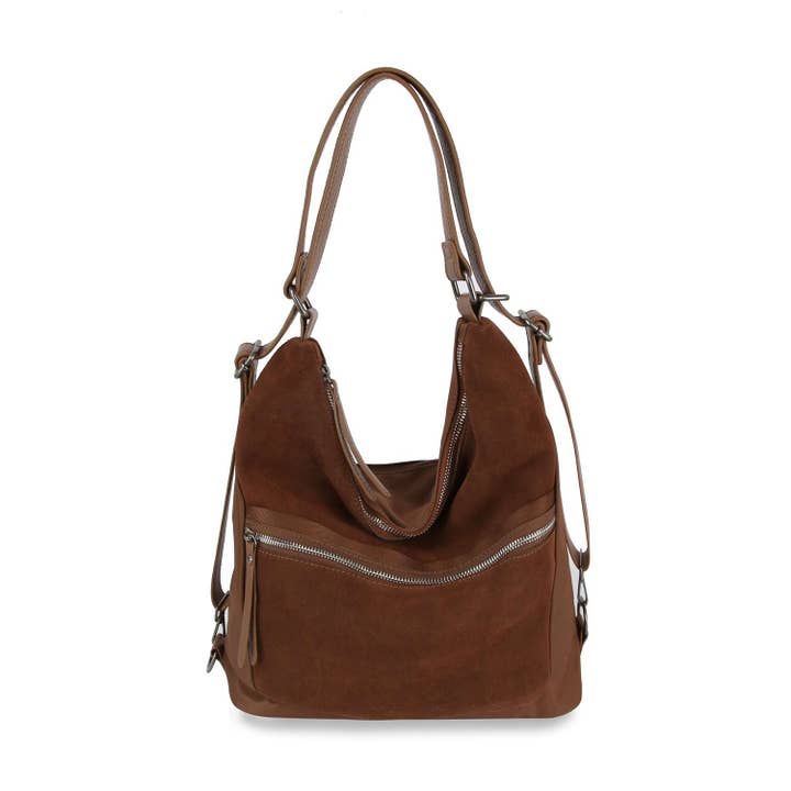 Handbag Express - Wholesale Backpack - Women's - Genuine Leather Convertible Hobo Backpack