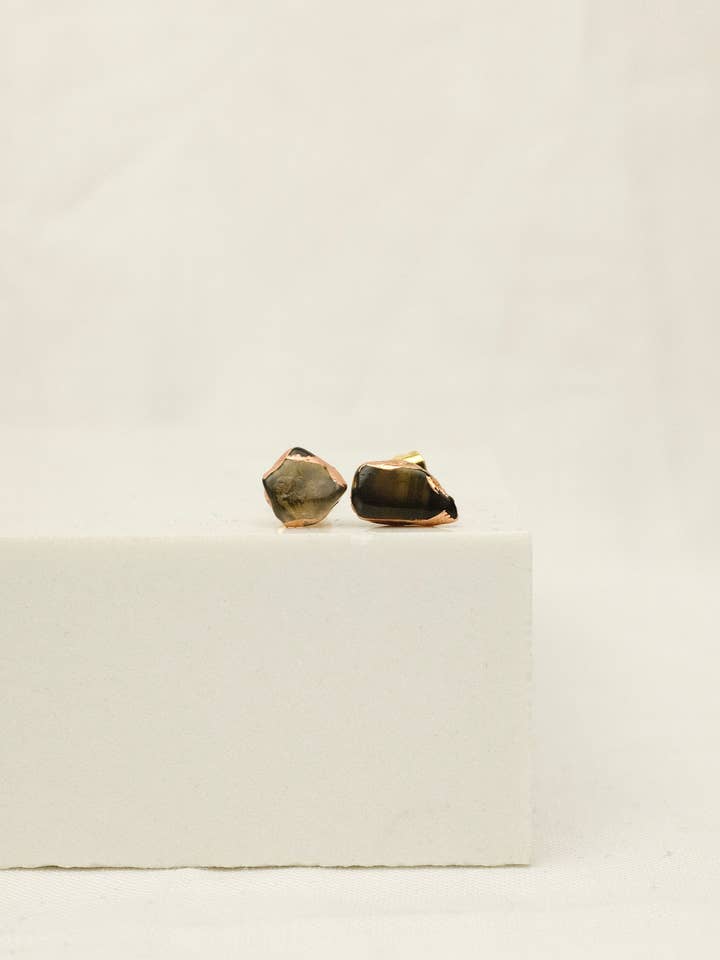 Smokey Quartz Earrings in Copper for wholesale by Lyon and Feather