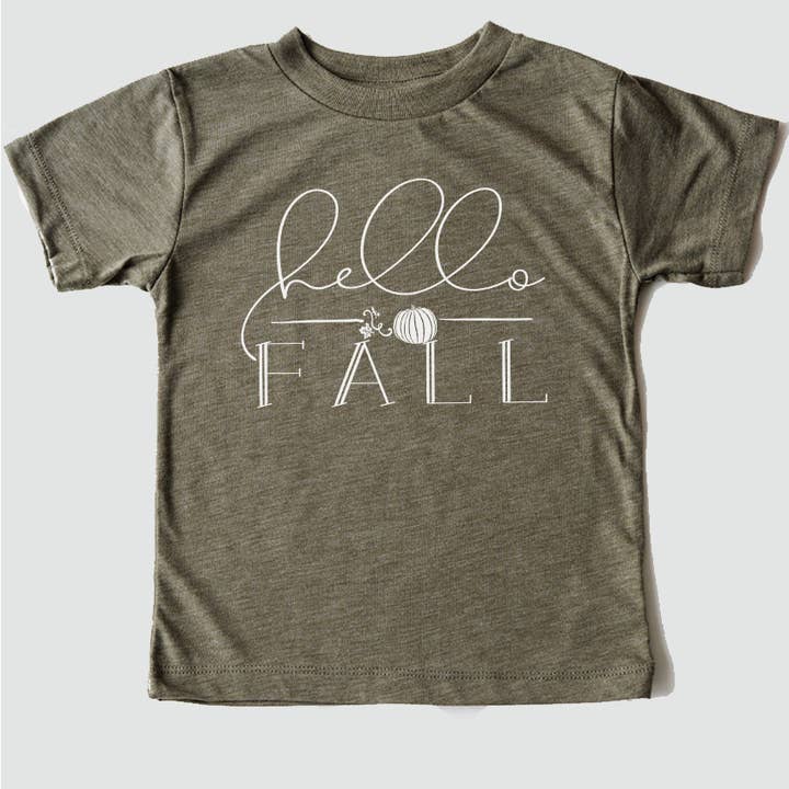 Hello Fall Pumpkin Kids Graphic Tee for wholesale by Kids By Kissed Apparel